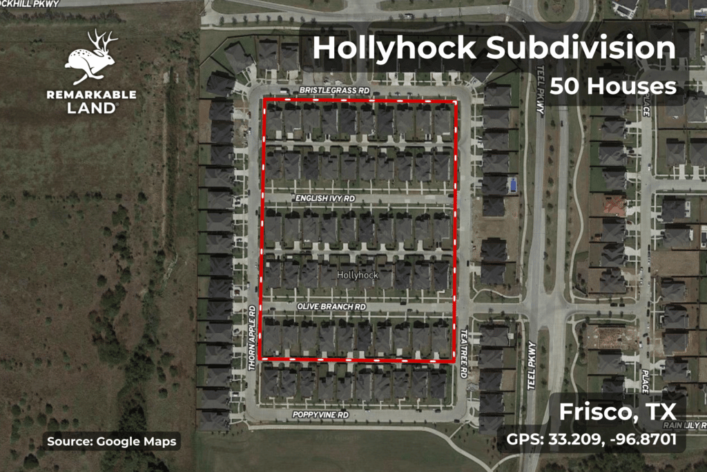 10 Acres in Frisco, TX - Hollyhock Subdivion